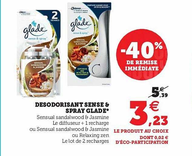 désodorisant sense & spray glade