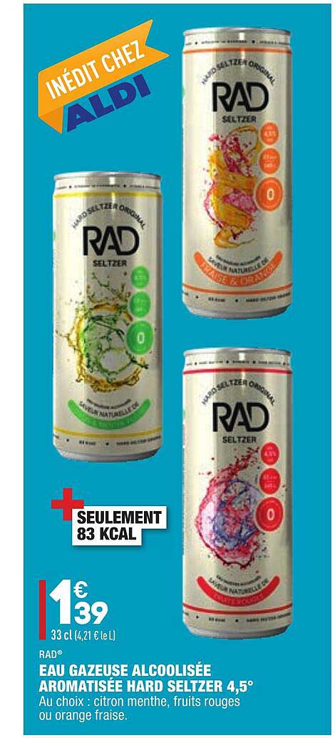 eau gazeuse alcoolisée aromatisée hard seltzer 4,5° rad