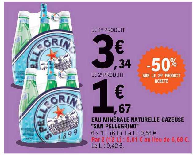 Eau Minérale Naturelle Gazeuse "san Pellegrino"