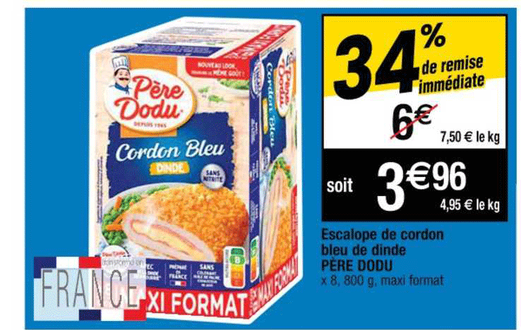 escalope de cordon bleu de dinde père dodu