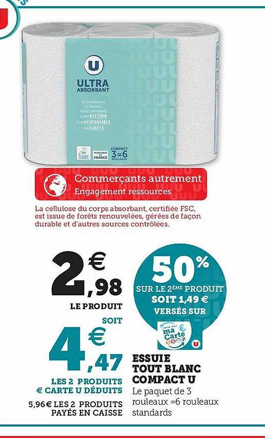 essuie tout blanc compact u