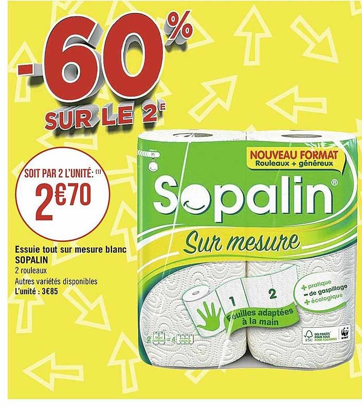 essuie tout sur mesure blanc sopain -60% sur le 2e