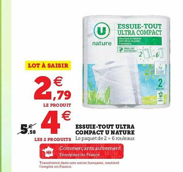 essuie-tout ultra compact u nature