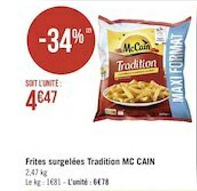 frites surgelées tradition mc cain