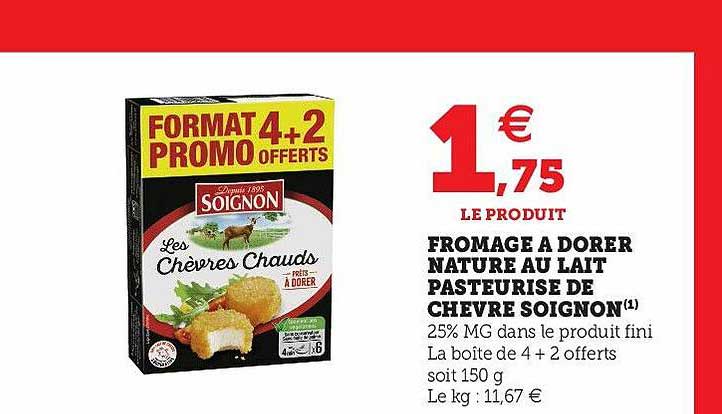 fromage à dorer nature au lait pasteurisé de chèvre soignon