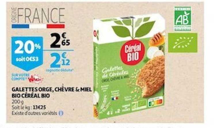 Galettes Orge, Chèvre & Miel Bio Céréal Bio