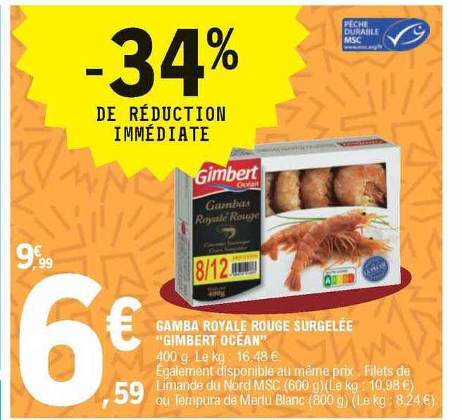 gamba royale rouge surgelée "gimbert océan"