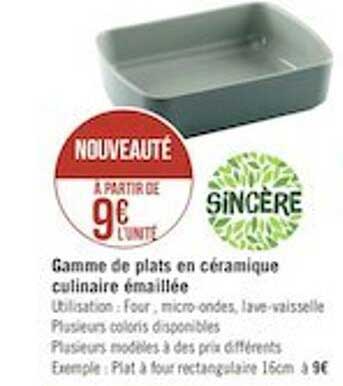 gamme de plats en céramique culinaire émaillée sincère