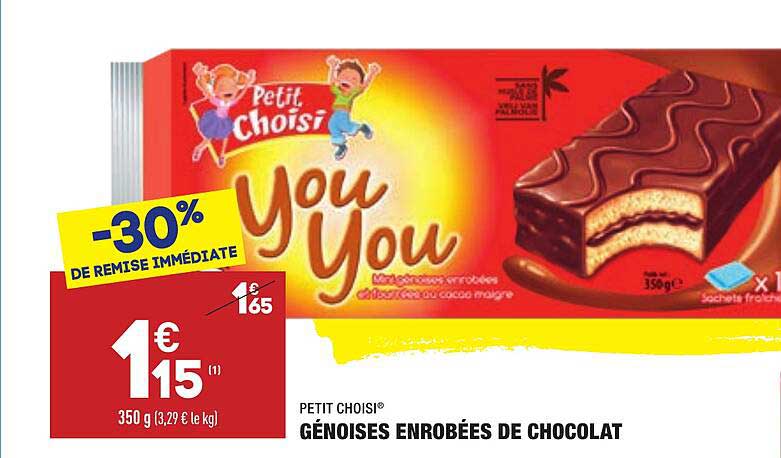 génoises enrobées de chocolat petit choisi