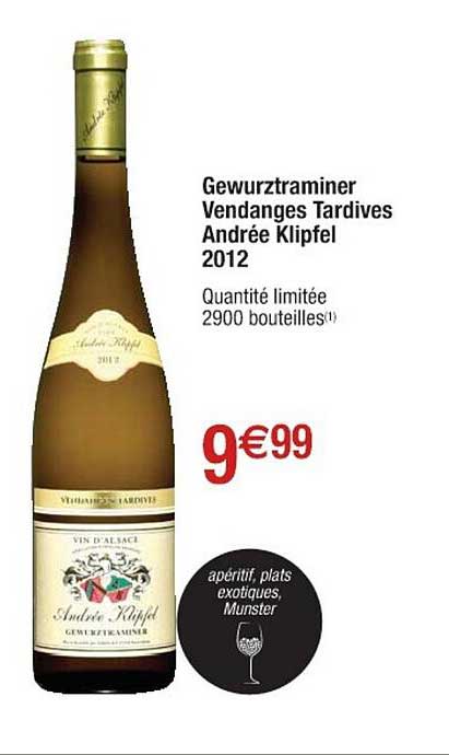 gewurztraminer vendanges tardives andrée klipfel 2012
