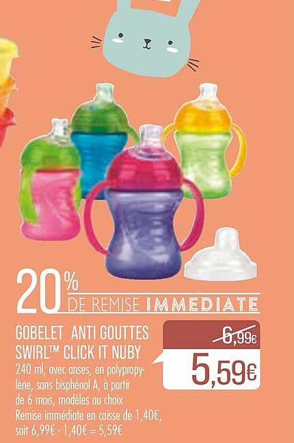 gobelet anti gouttes swirl click it nuby