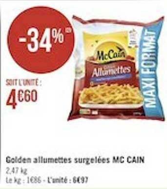 golden allumettes surgelées mc cain