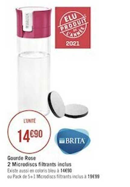 Gourde Rose 2 Microdiscs Filtrants Inclus Brita