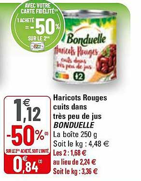 haricots rouges cuits dans très peu de jus bonduelle