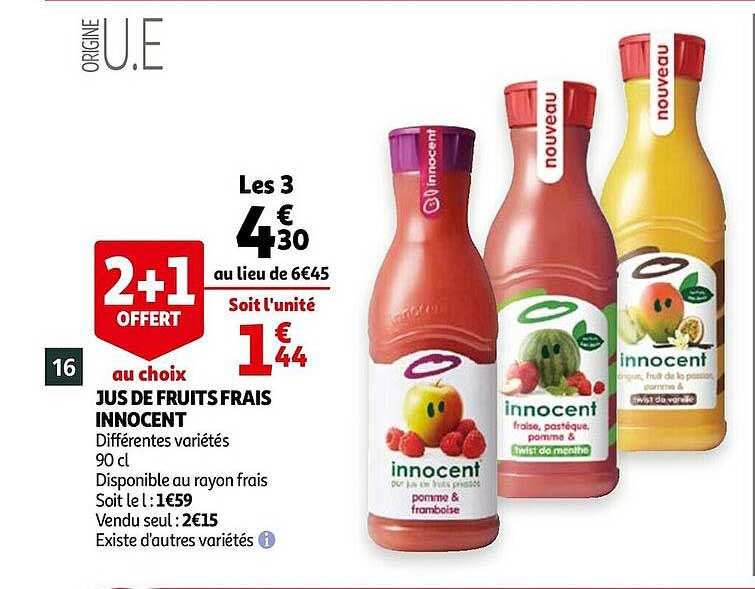 Jus De Fruits Frais Innoccnt 2+1 Offert Au Choix