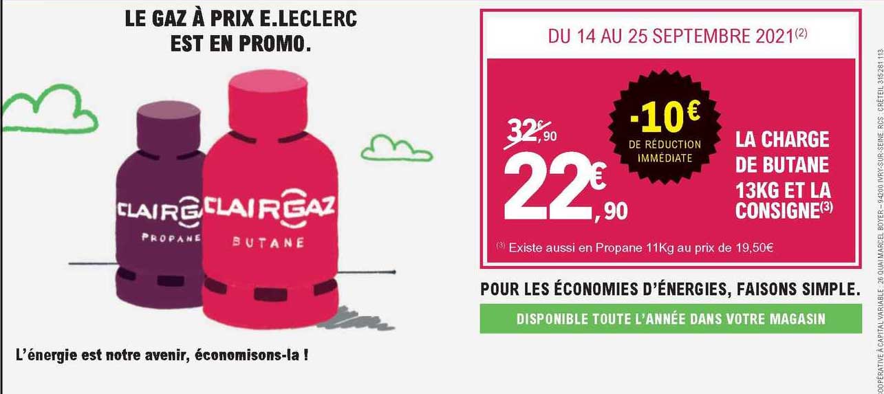 la charge de butane 13kg et la consigne