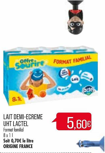 lait demi-écrémé uht lactel