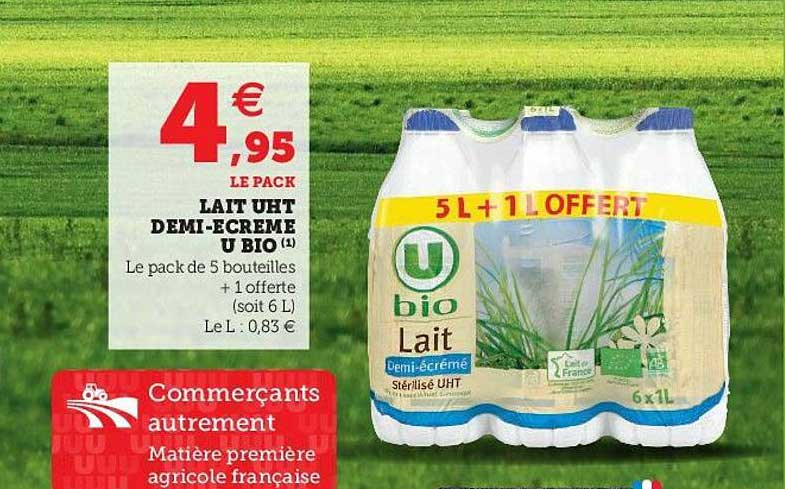 Lait Uht Demi-écrémé U Bio