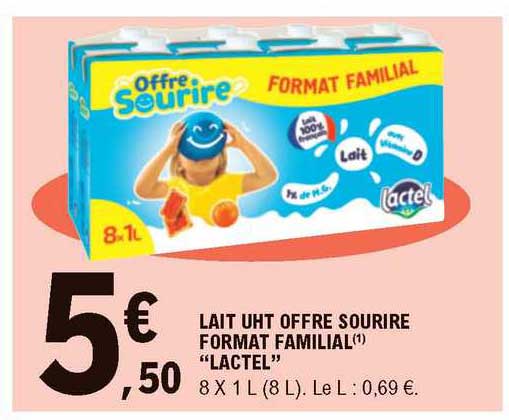 lait uht offre sourire format familial "lactel"