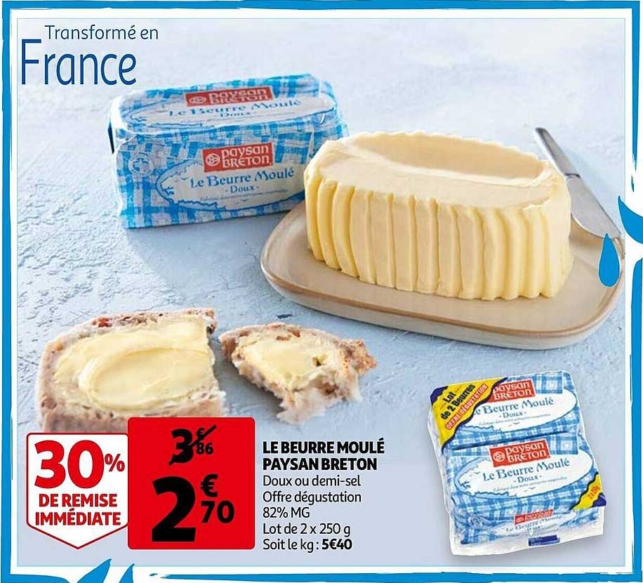 le beurre moulé paysan breton 30% de remise immédiate