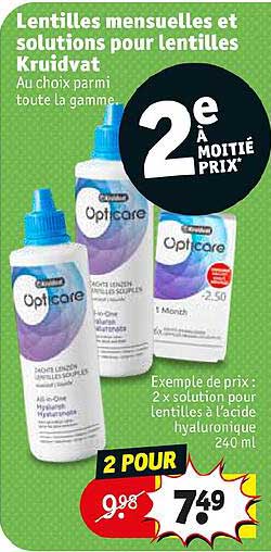 lentilles mensuelles et solutions pour lentilles kruidvat