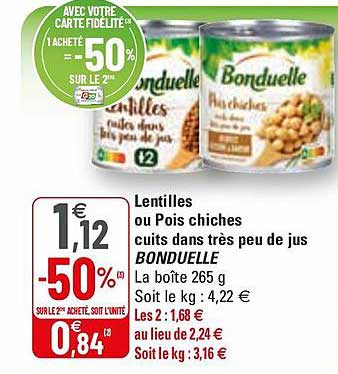 Lentilles Ou Pois Chiches Cuits Dans Très Peu De Jus Bonduelle