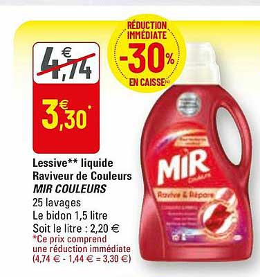 lessive liquide raviveur de couleurs mir couleurs