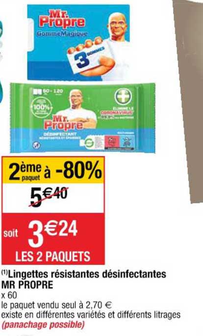lingettes résistantes désinfectantes mr propre