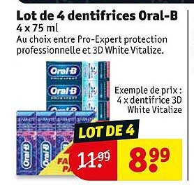 lot de 4 dentifrices oral-b
