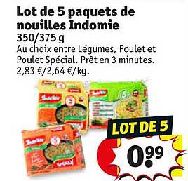 lot de 5 paquets de nouilles indomie