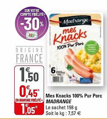 mes knacks 100% pur porc madrange
