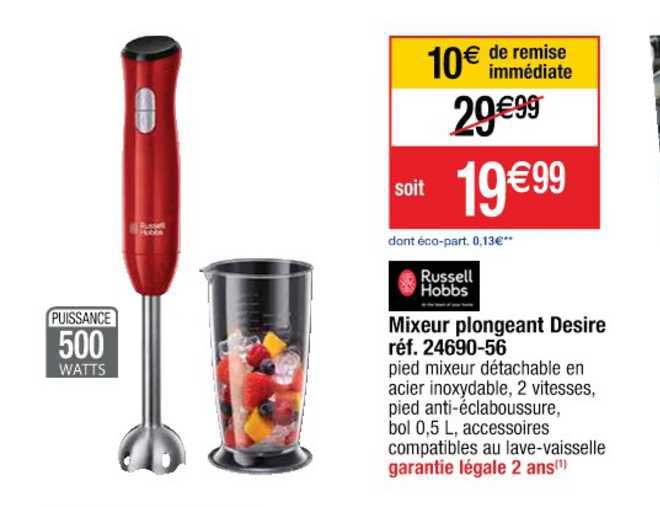 mixeur plongeant desire réf. 24690-56 russell hobbs