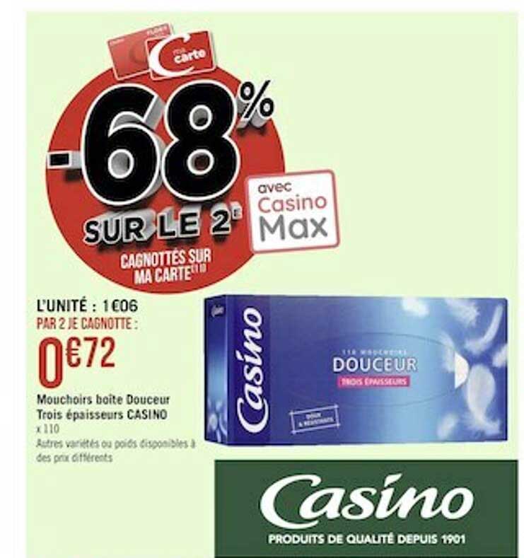 mouchoirs boîte douceur trois épaisseurs casino