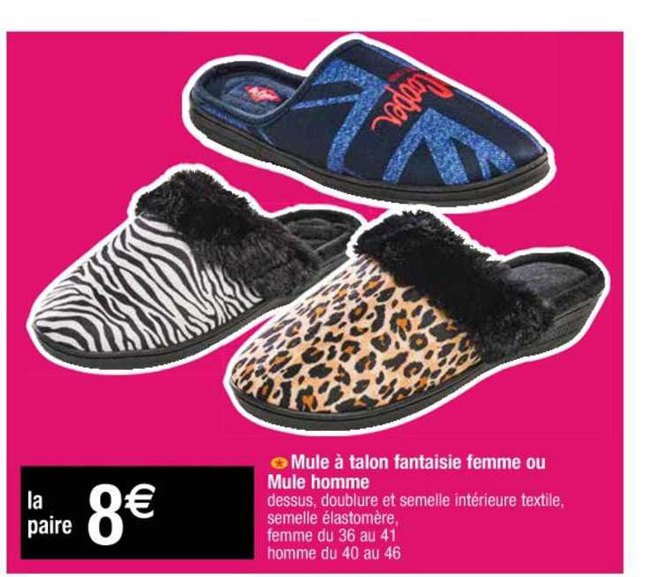 mule à talon fantaisie femme ou mule homme