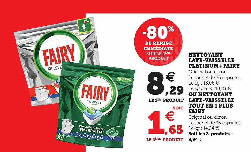 nettoyant lave-vaisselle platinum+ fairy ou nettoyant lave-vaisselle tout en 1 plus fairy