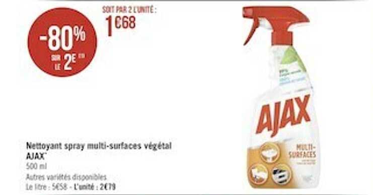 nettoyant spray multi-surfaces végétal ajax
