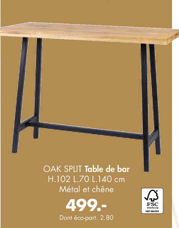 oak split table de bar