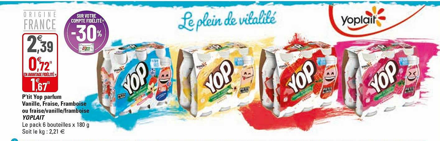 P'tit Yop Parfum Vanille, Fraise, Framboise Ou Frise-vanille-framboise Yoplait