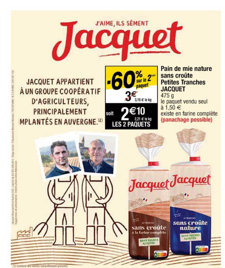 pain de mie nature sans croûte petites tranches jacquet