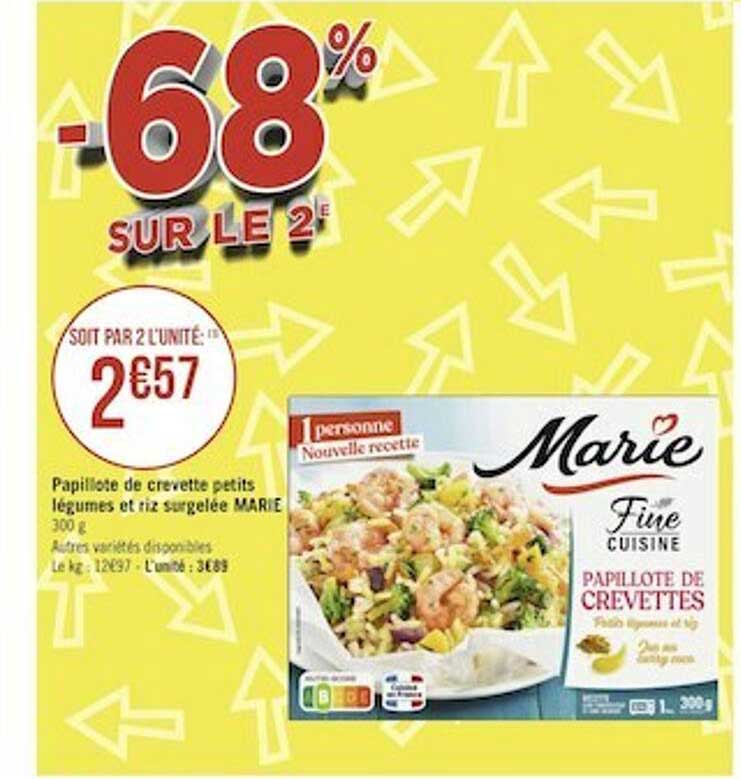 Papillote De Crevette Petits Légumes Et Riz Surgelée Marie