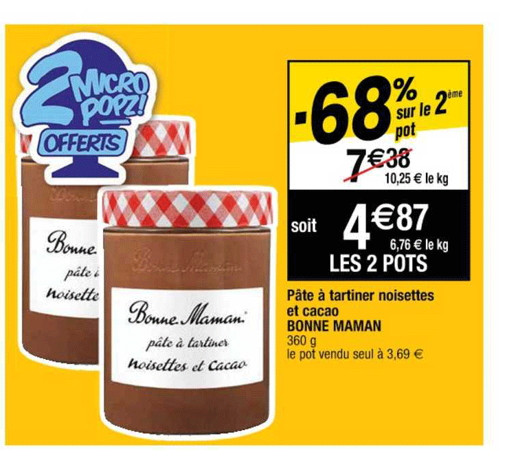 pâte à tartiner noisettes et cacao bonne maman
