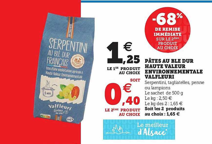 pâtes au blé dur haute valeur environnementale valfleuri