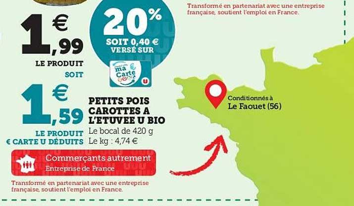 Petits Pois Carottes à L'étuvée U Bio