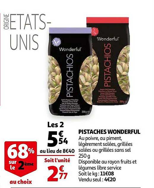 pistaches wonderful 68% sur le 2ème au choix