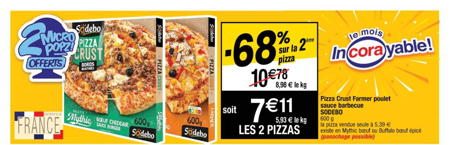 Pizza Crust Farmer Poulet Sauce Barbecue Sodebo