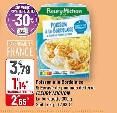 poisson à la bordelaise & écrasé de pommes de terre fleury michon