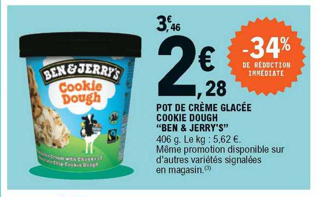 pot de crème glacée cookie dough "ben & jerry's"