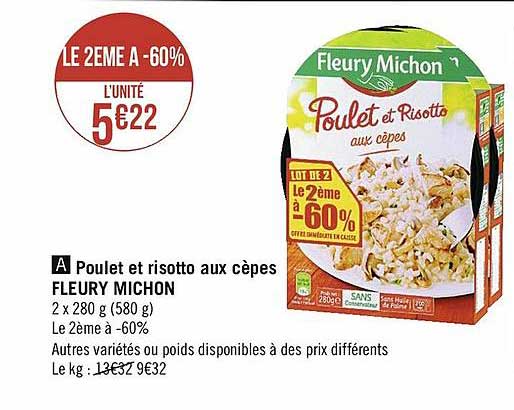 poulet et risotto aux cèpes fleury michon