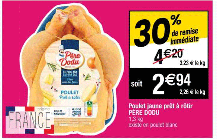 poulet jaune prêt à rôtir père dodu
