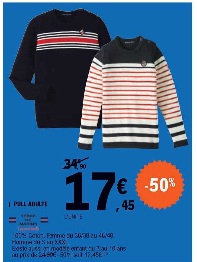 pull adulte terre de marins